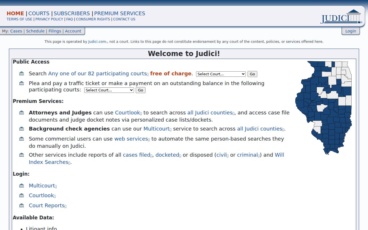 Judici participating-county court case search used for Livingston County