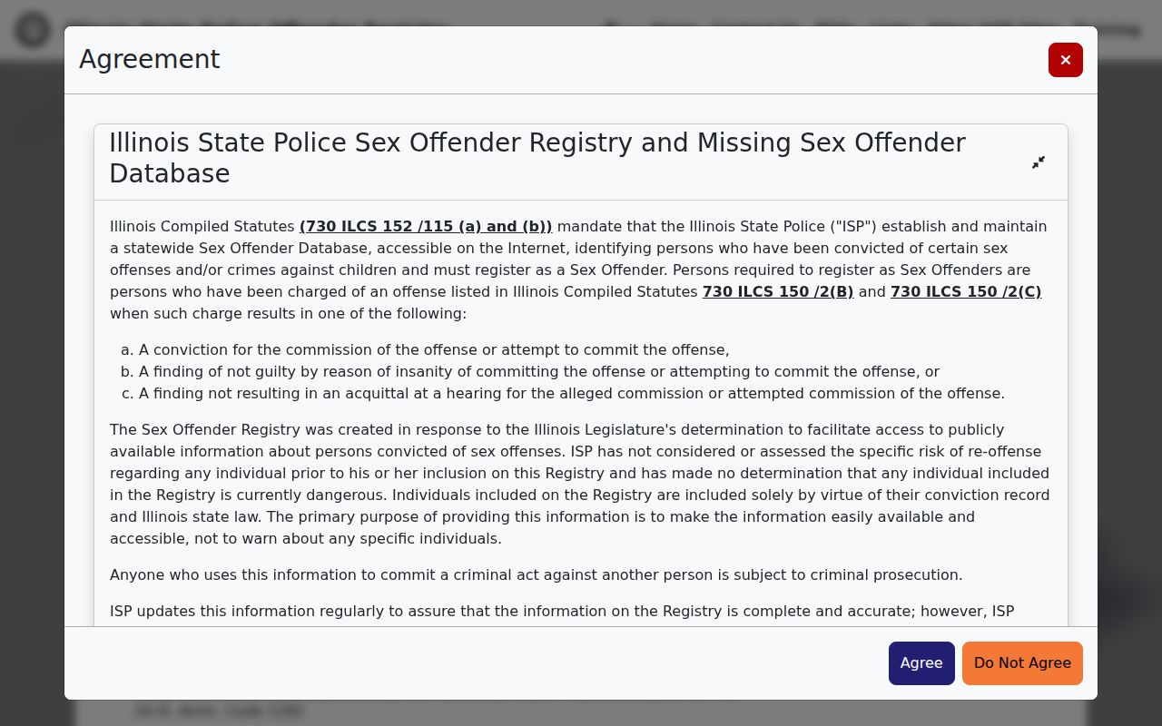 Livingston County sex offender registry search interface